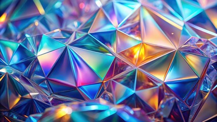Iridescent abstract crystal glass background with holographic effect ,  rendering, holographic, iridescent, abstract, layered