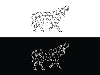 abstract polygonal bull logo icon vector illustration