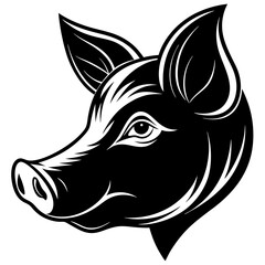 minimalistic silhouette vector of a pig s head