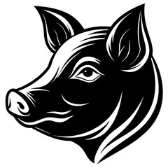 minimalistic silhouette vector of a pig s head