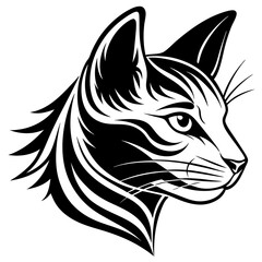 minimalistic silhouette vector of cat head.	