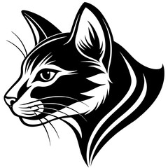 minimalistic silhouette vector of cat head.	
