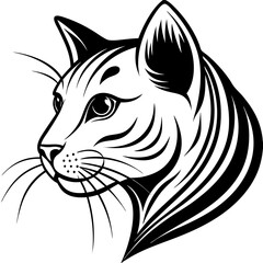 minimalistic silhouette vector of cat head.	