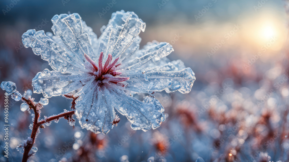 Wall mural illustration of a realistic cristalez ice flowers