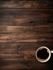 Top view of coffee concept on wooden table and copy space with generative ai