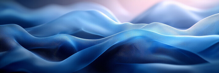 Obraz premium Abstract blue fabric waves, soft and flowing.