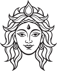 durga line art vector