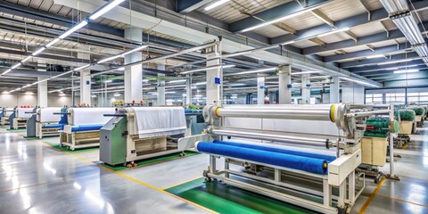 Fototapeta premium Industrial machinery for fabric preparation in garment factory, textile, machinery, equipment, apparel