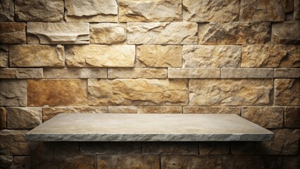 Stone slab for product display against a stone wall with broken edges, , stone, slab, product display, stone wall, broken edges