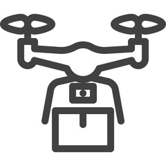 Simple vector delivery drone outline icon on white background