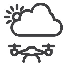 Simple vector cloud support drone outline icon on white background