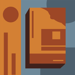 Flat illustration of a book and its supporting elements