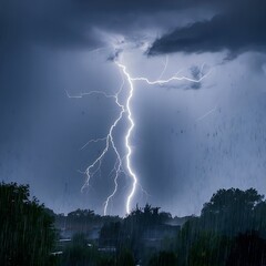 검은 구름에서 강한 번개가 발생하는 이미지