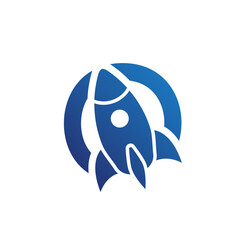 Rocket logo in the air with circle in the back