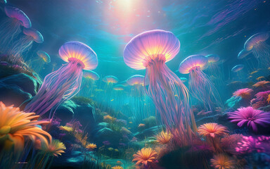 Obraz premium jellyfish in the ocean