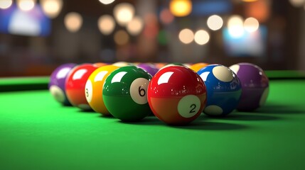 Pool Balls on a Green Felt Table