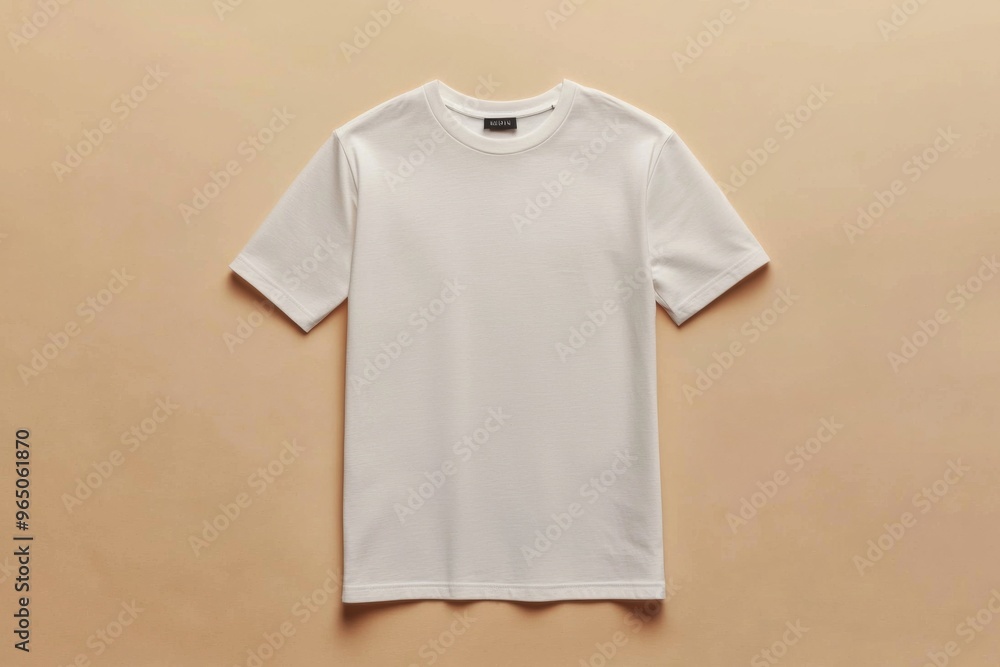 Wall mural Simple Tshirt Flatlay mockup in beige background created with generative AI