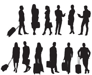 Business people with luggage silhouette