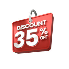 3d sales red and white discount price tag for composition 35 percent, amazing for product promotion