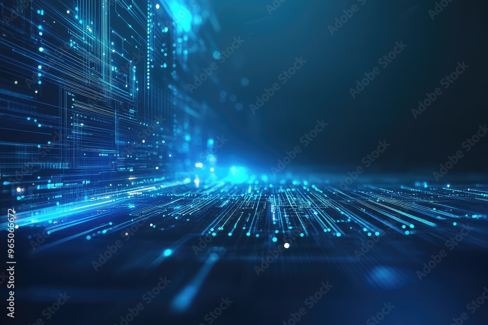Wall mural a mesmerizing abstract background featuring glowing blue lines and data streams, perfect for technol