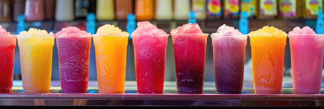 Chilled slushie Refreshing frozen drink from street vendor machines