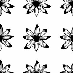 Obraz premium Black Floral Burst: Seamless Pattern 