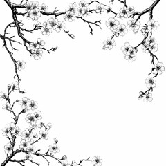 Cherry Blossom Frame:  A delicate and elegant frame of hand-drawn cherry blossoms, perfect for adding a touch of nature and grace to your designs. This intricate border is ideal for invitations, cards