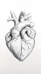 Detailed Pencil Sketch of a Human Heart