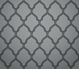 Naklejka premium Abstract geometry pattern in Arabian style. Seamless vector background. Gray and black graphic ornament. Simple lattice graphic design