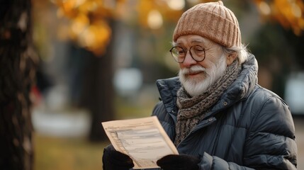 Senior receiving government pension check