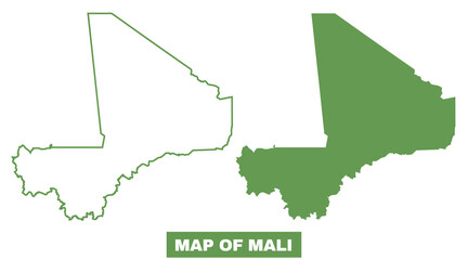 Simple Mali Outline flat map style vector illustration set