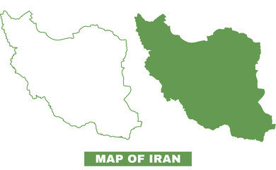 Simple Iran Outline flat map style vector illustration set