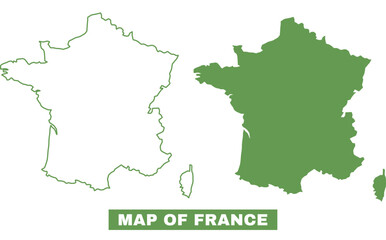 Simple France Outline flat map style vector illustration set