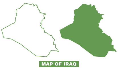 Simple Iraq Outline flat map style vector illustration set
