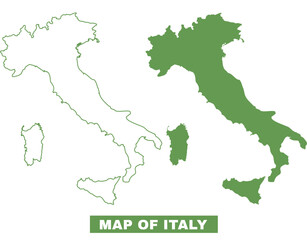 Simple Italy Outline flat map style vector illustration set