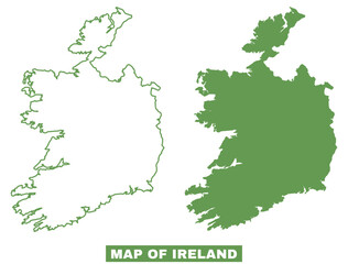 Simple Ireland Outline flat map style vector illustration set
