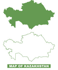 Simple Kazakhstan Outline flat map style vector illustration set