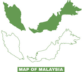 Simple Malaysia Outline flat map style vector illustration set