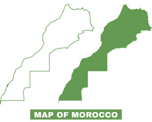 Simple Morocco Outline flat map style vector illustration set