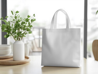 mockup bag with green background