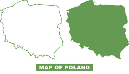 Simple Poland Outline flat map style vector illustration set