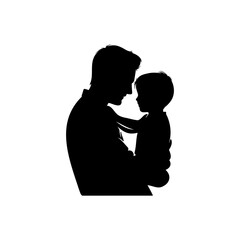 Design with silhouette art, image of a father holding his child, Father's day