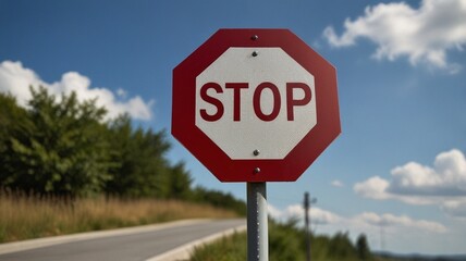 Obraz premium stop sign on a road