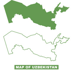Simple Uzbekistan Outline flat map style vector illustration set