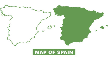 Simple Spain Outline flat map style vector illustration set