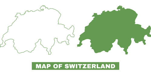 Simple Switzerland Outline flat map style vector illustration set
