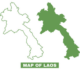 Simple Laos Outline flat map style vector illustration set