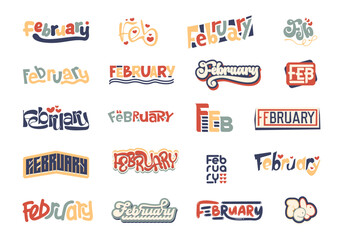 Groovy February Month Element Set