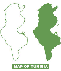 Simple Tunisia Outline flat map style vector illustration set