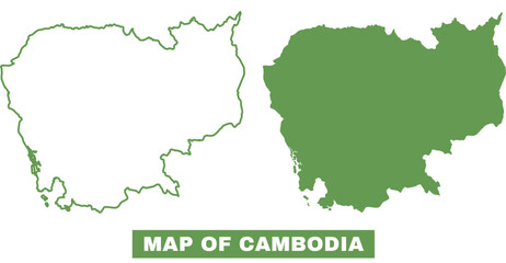 Simple Cambodia Outline flat map style vector illustration set